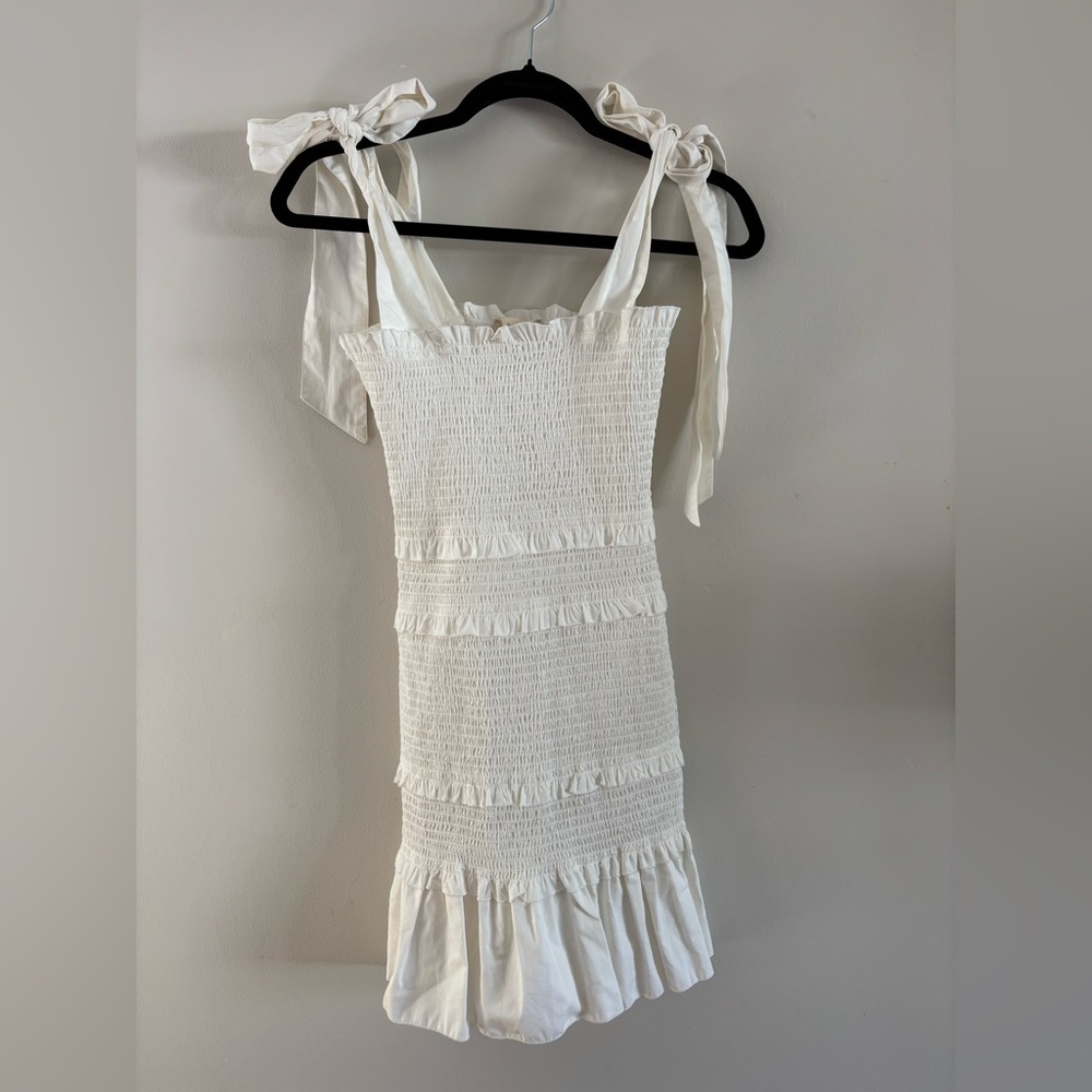 Altar'd State White Tie Strap Mini Dress, Size Large - Picture 2 of 5